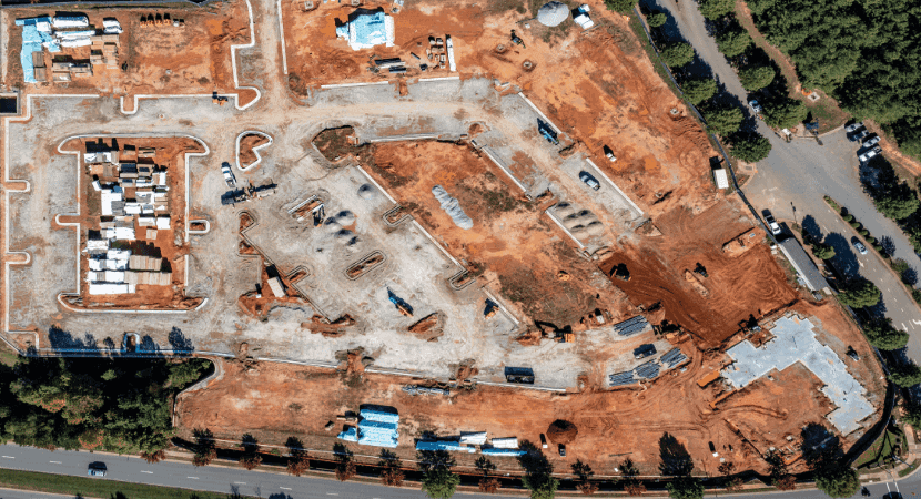 Overhead view of CPD construction site